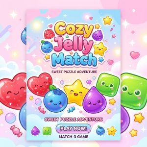 Play Cozy Match Adventure - a relaxing jelly, fish, and animal match-3 puzzle game.