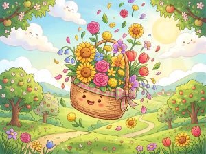 Play Flower Basket - a cute and relaxing flower collecting arcade game for kids.